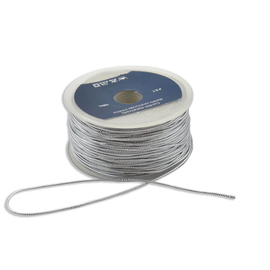 Cordón metalizado de 2 mm en color plata.