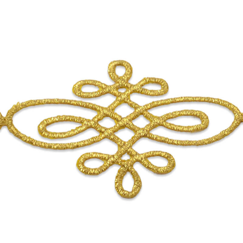 Aplique ornamental largo dorado para confección