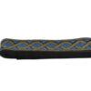 Galón jacquard en combinación azul y oro.