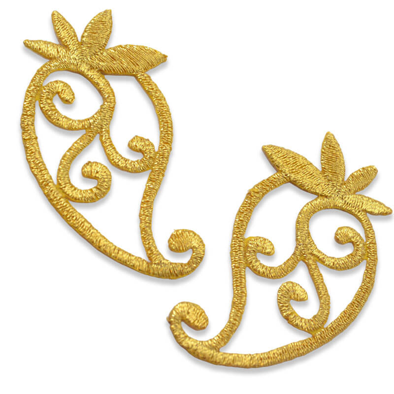 Pareja de apliques bordados pequeños para vestuario