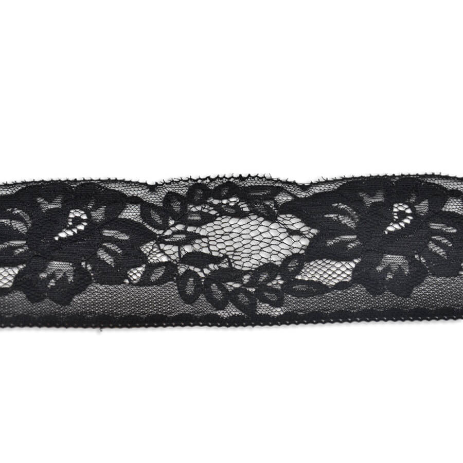 Encaje decorativo floral sobre tul para confección profesional
