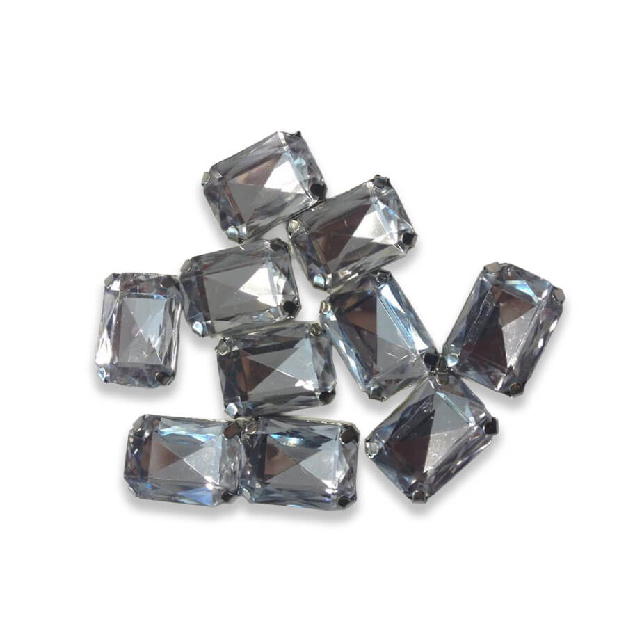 Piedra rectangular facetada transparente de 13x18 mm