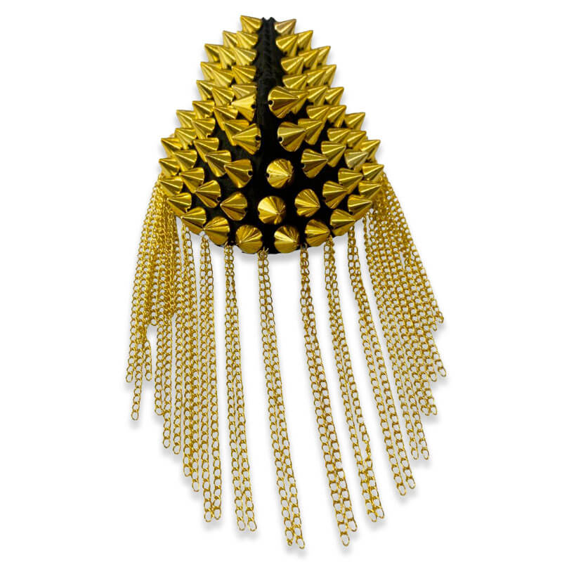 Hombrera Tachuelas Metalizadas con Cadena 10 cm Oro - Imagen 1