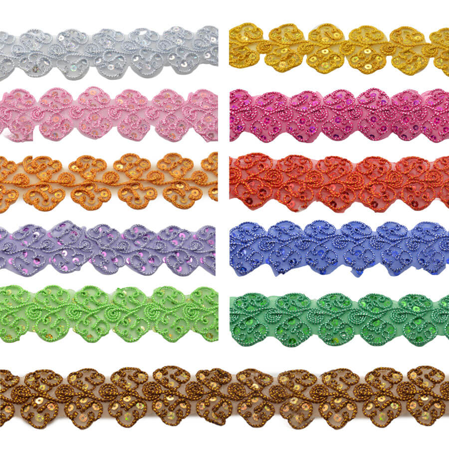Galón Mixto Cordón y Lentejuela 4cm (pieza 6,30m) - varios colores - Imagen 1