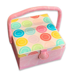 Costurero con estampado de botones de colores