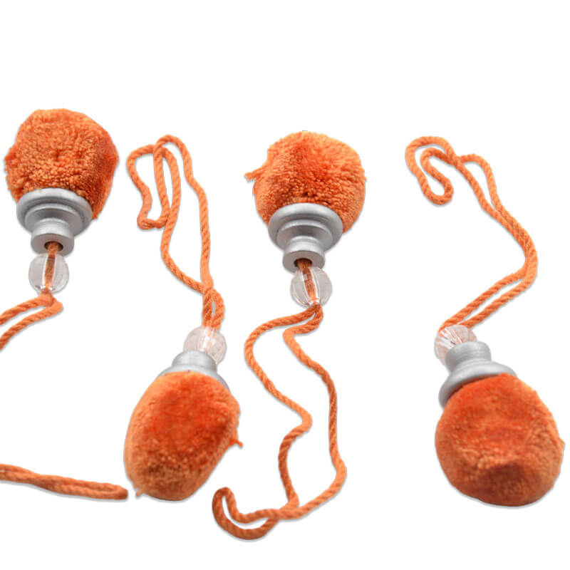 Borla de madera en color naranja pack de 4 unidades