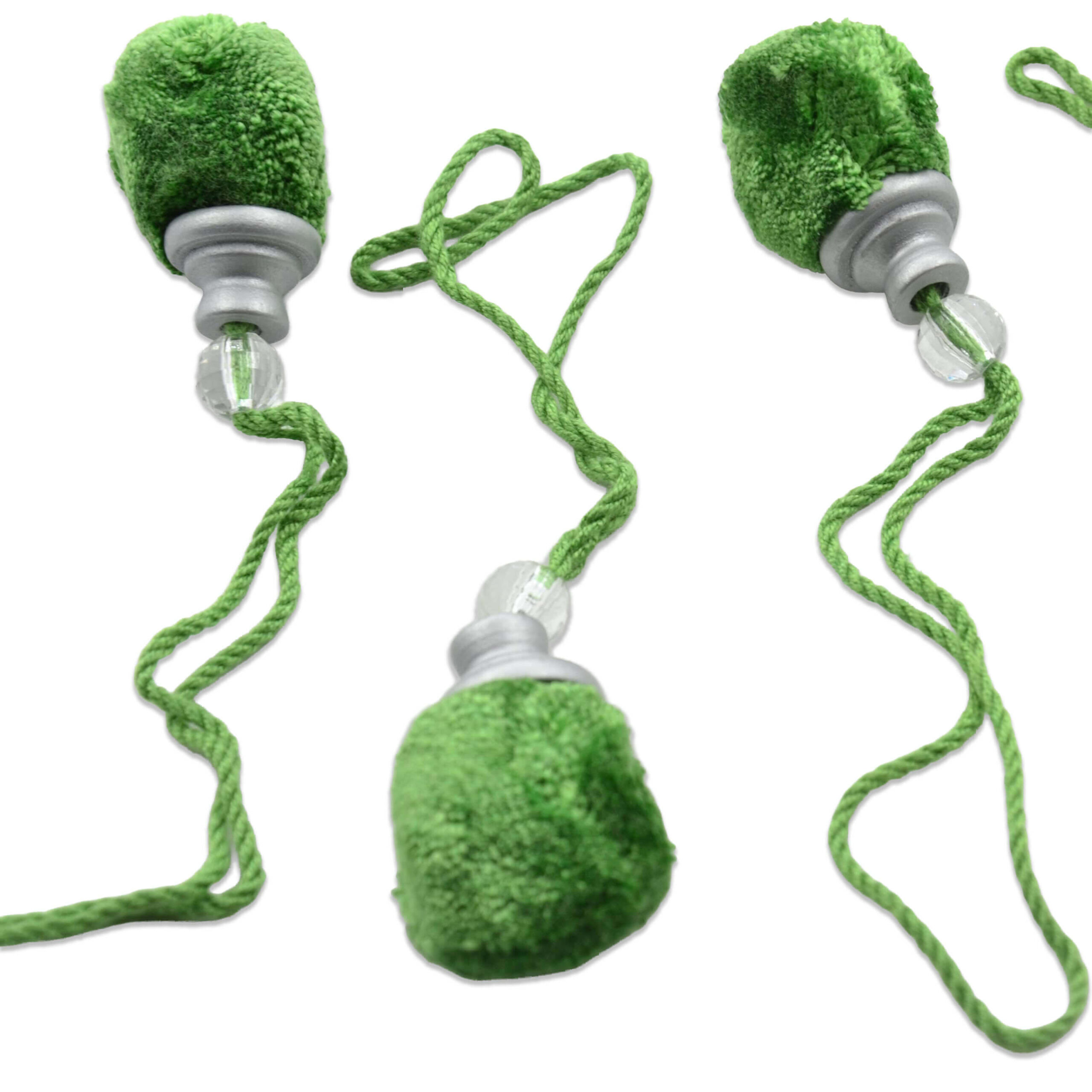 Borla de madera de 4 cm en color verde pack de 4 unidades