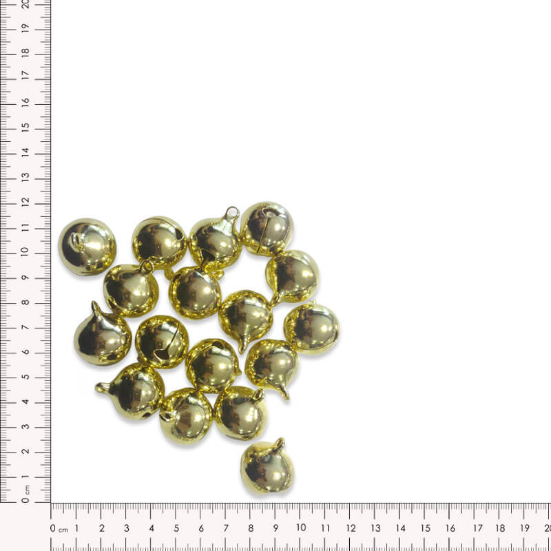 Cascabeles de latón color oro de 20 mm en pack de 50 unidades