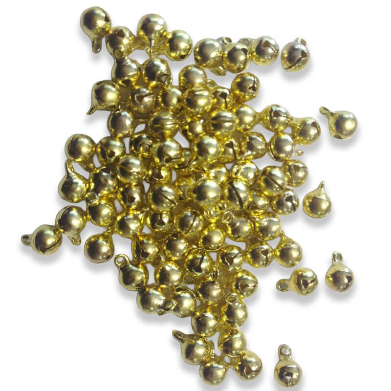 Lote de cascabeles decorativos oro para confección festiva