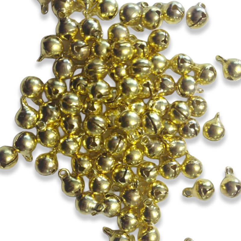 Cascabeles de latón color oro de 6 mm en pack de 100 unidades