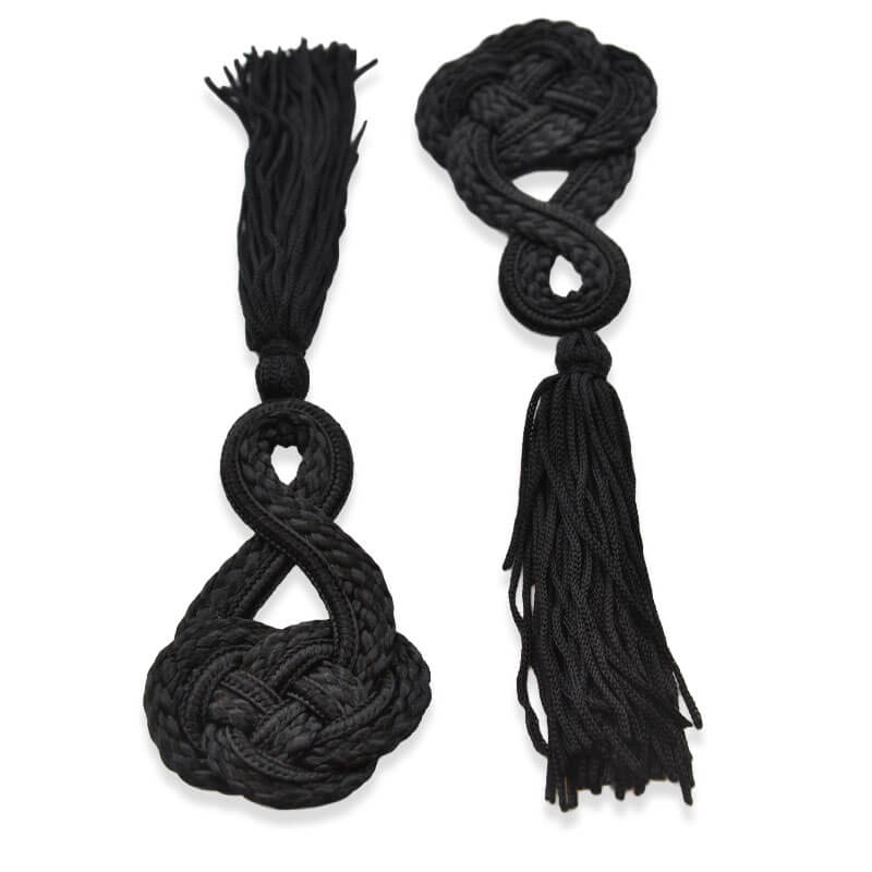 Alamar Agremán con Flecos 15 cm Negro – Pack de 2 Unidades - Imagen 1