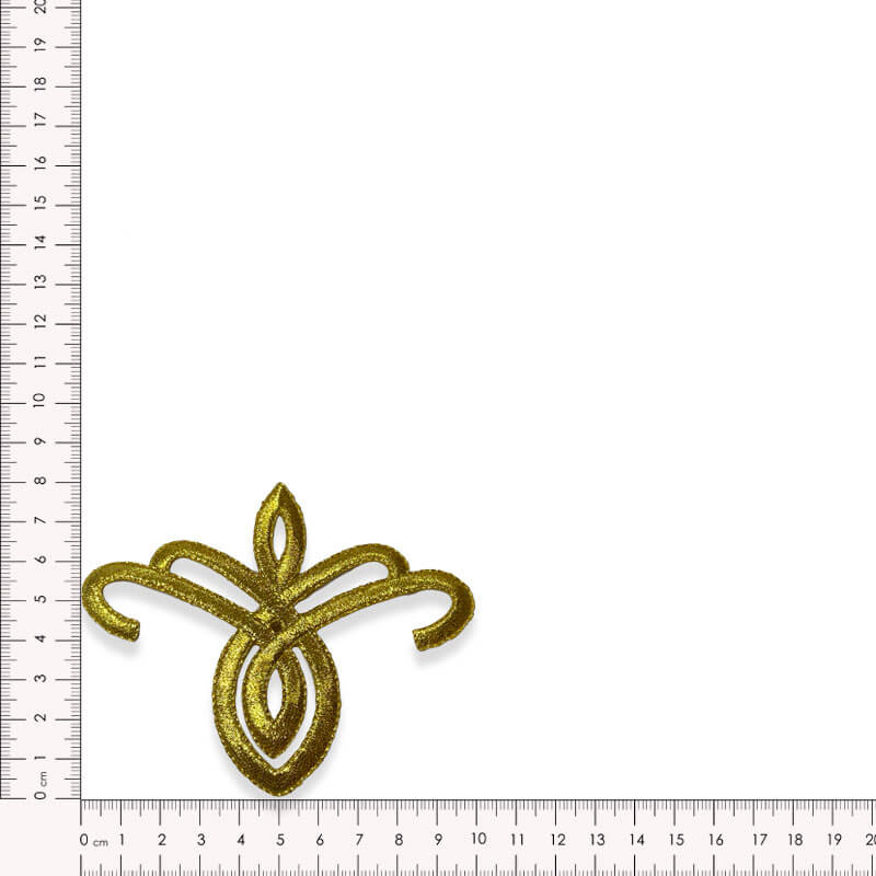 Aplique decorativo bordado en color oro de estilo ornamental