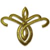 Aplique bordado ornamental de 10 cm en color oro para confección