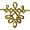 Aplique bordado ornamental de 10 cm en color oro para confección