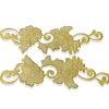 Pareja de apliques bordados florales de 25 cm en color oro