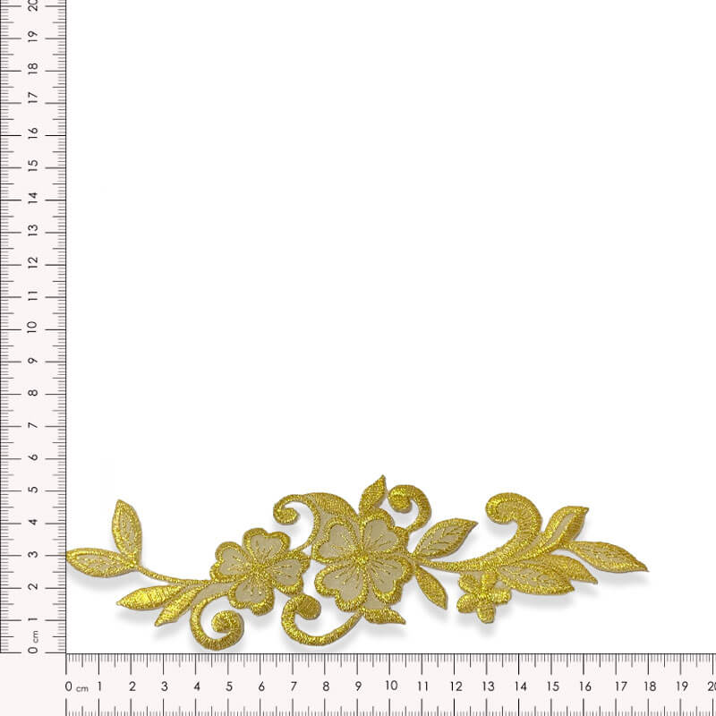 Par de apliques bordados florales para decoración de prendas