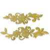 Pareja de apliques bordados florales de 18 cm en color oro