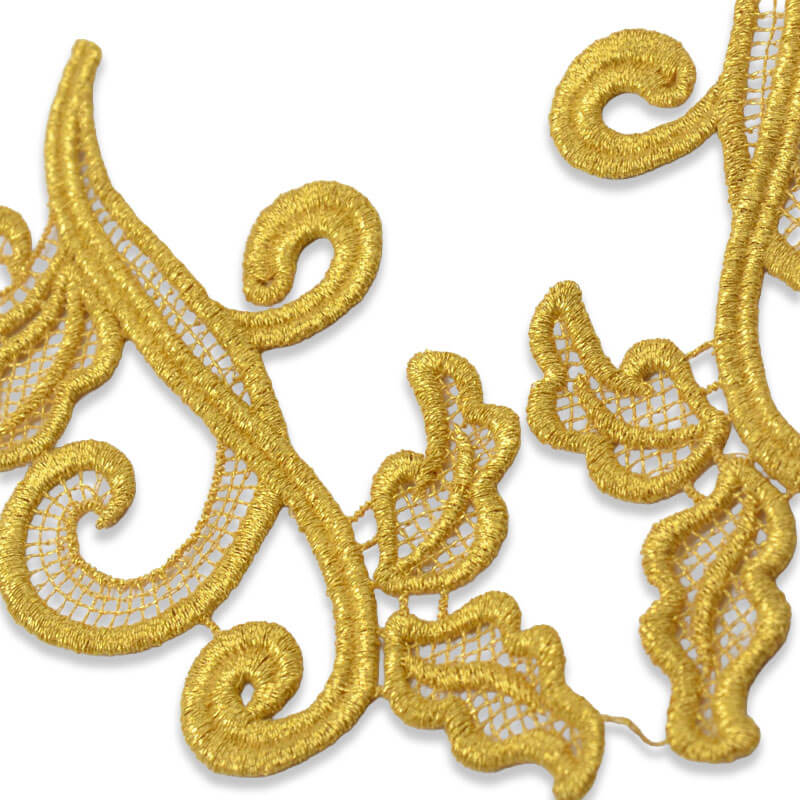 Aplique bordado barroco 17 cm en oro en pareja