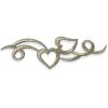 Aplique bordado con forma de corazón en color oro viejo de 13 cm