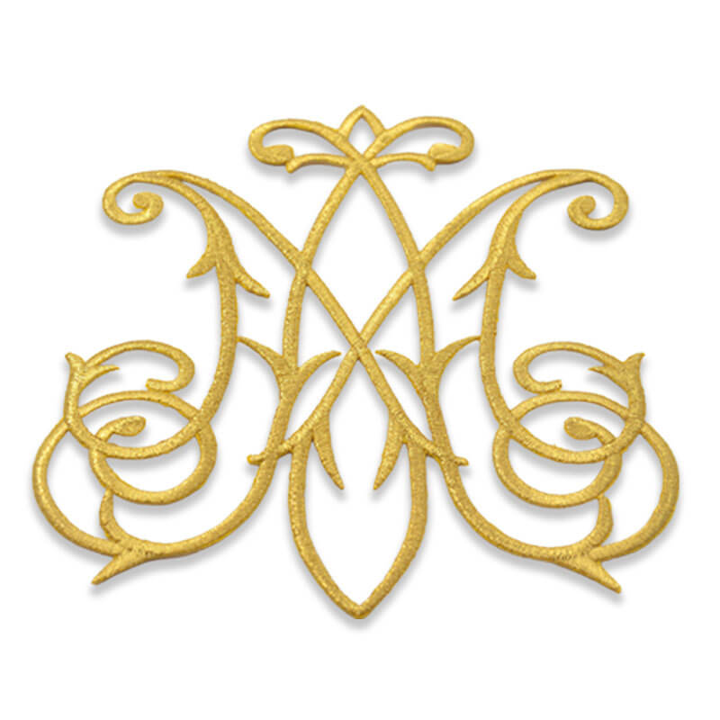 Aplique ornamental dorado para confección festiva