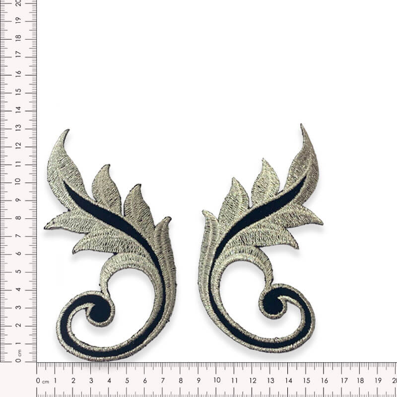 Aplique Bordado Hojas Ornamentales 13 cm (Pareja) - Imagen 4