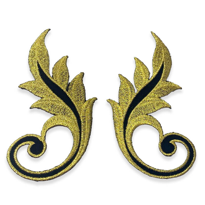 Aplique Bordado Hojas Ornamentales 13 cm (Pareja) - Imagen 2