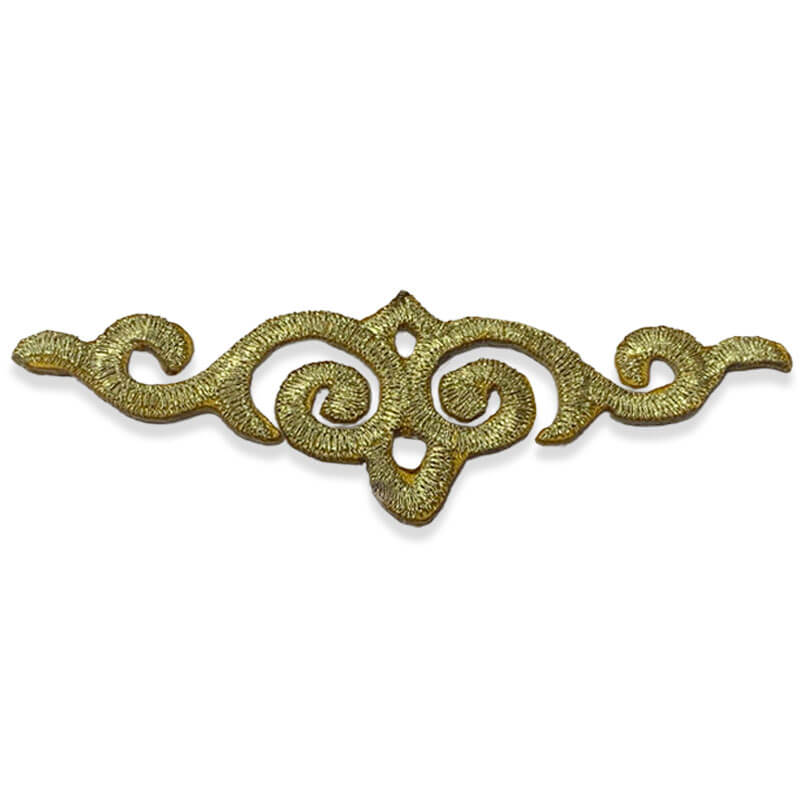 Aplique decorativo bordado en color oro o plata para confección
