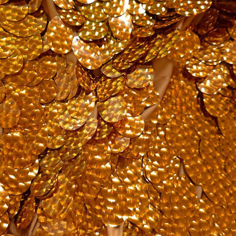 lentejuela 3d oro brillante para espectáculo