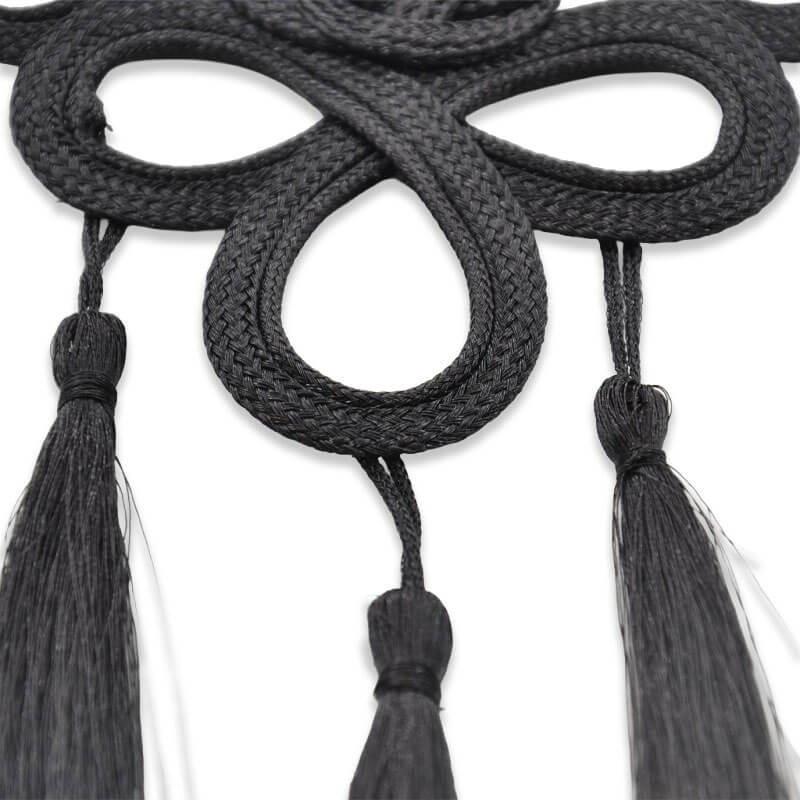 Aplique decorativo negro de 15 cm con flecos