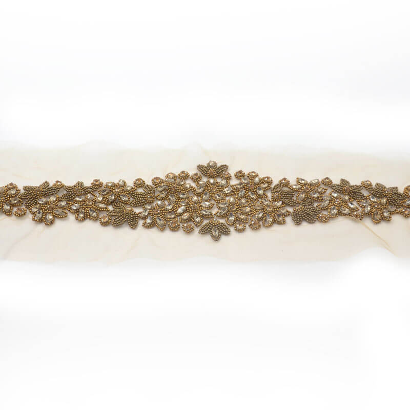 Cinturón de pedrería oro envejecido 35 cm