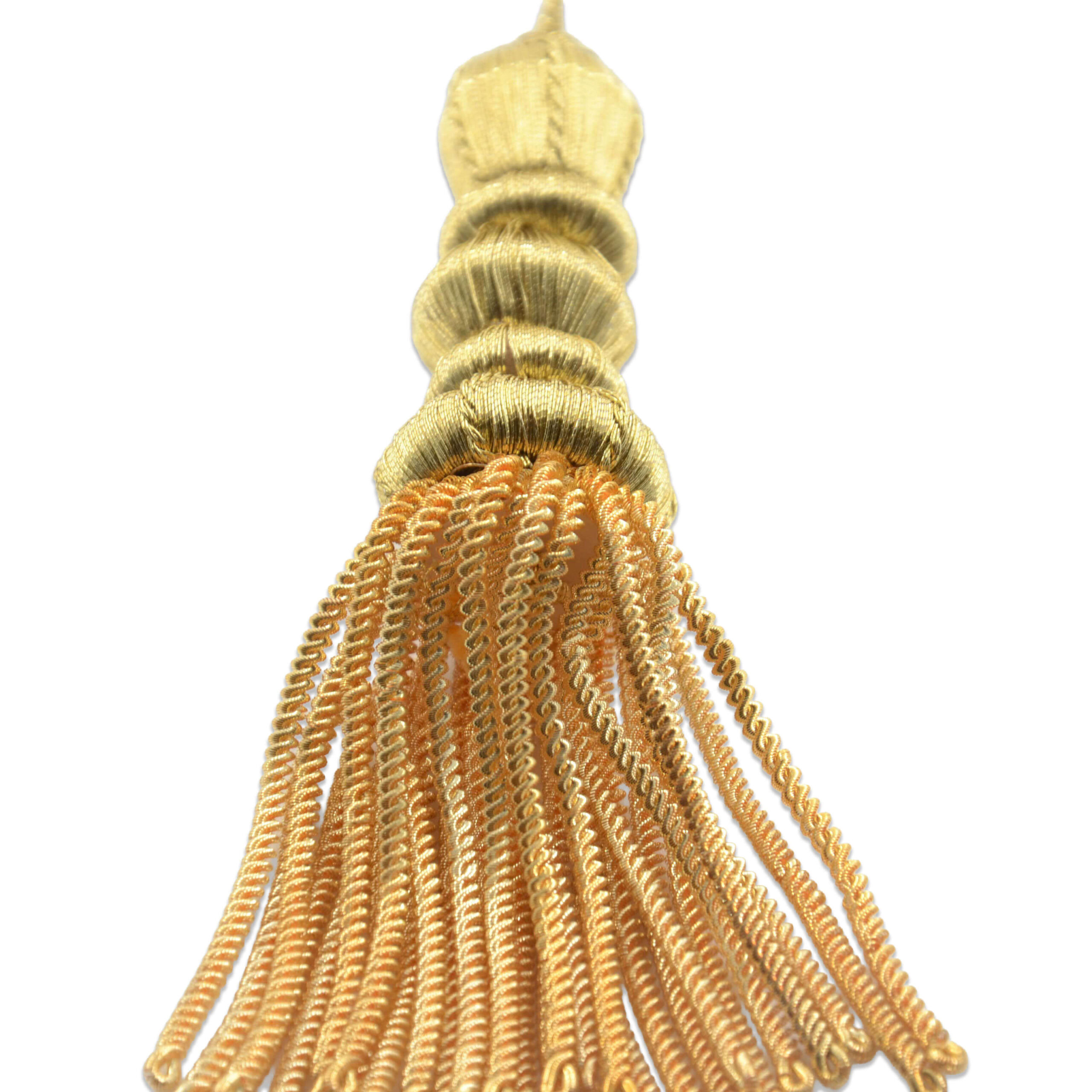 Borla de pasamanería oro con fleco de hilo rígido