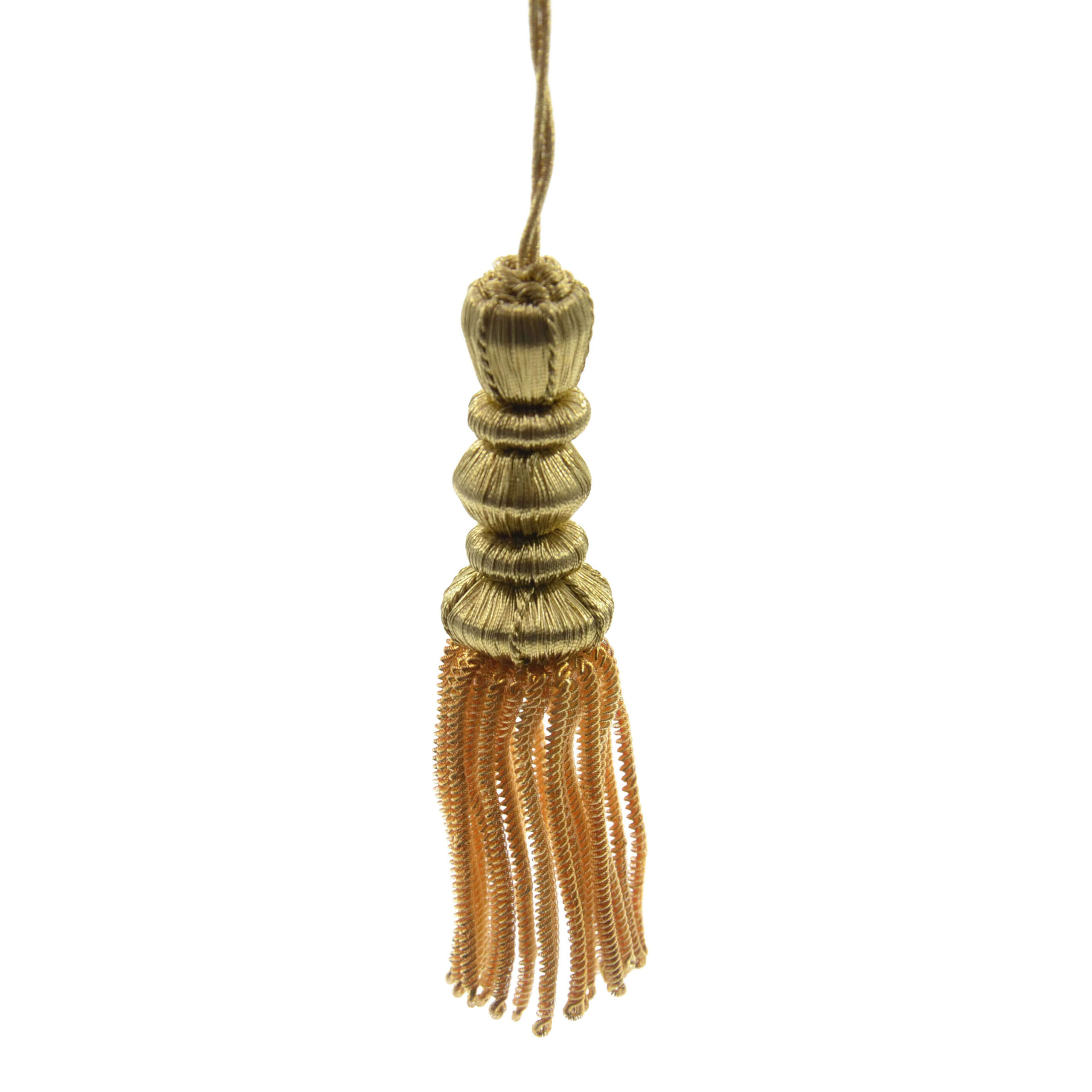 Borla de alambrillo en color oro con 5 maderas de 10 cm