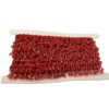 fleco rojo con piedras rojas y cuentas doradas