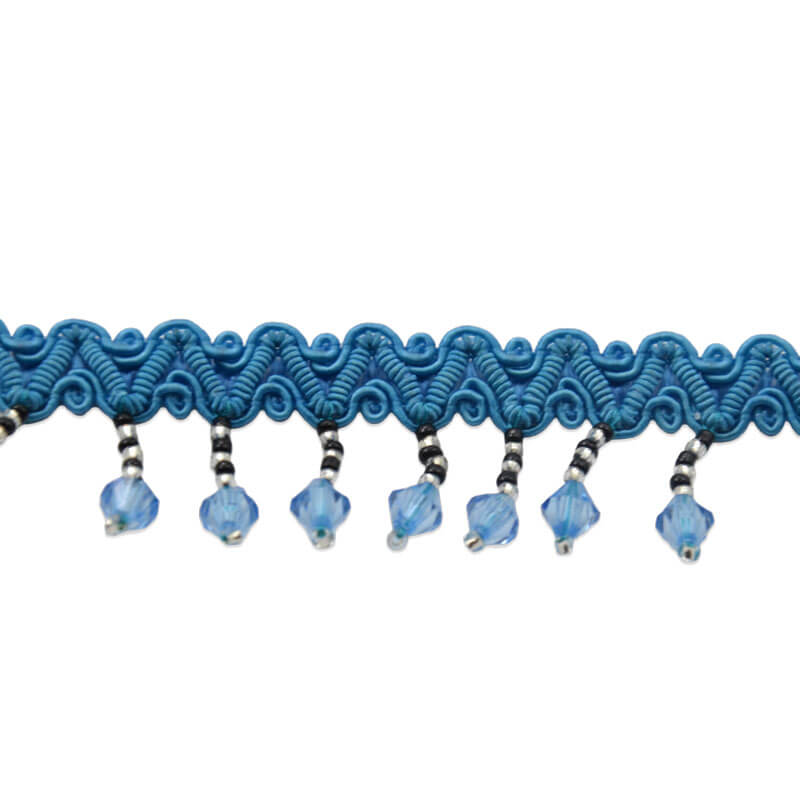 galón decorativo con cristal azul