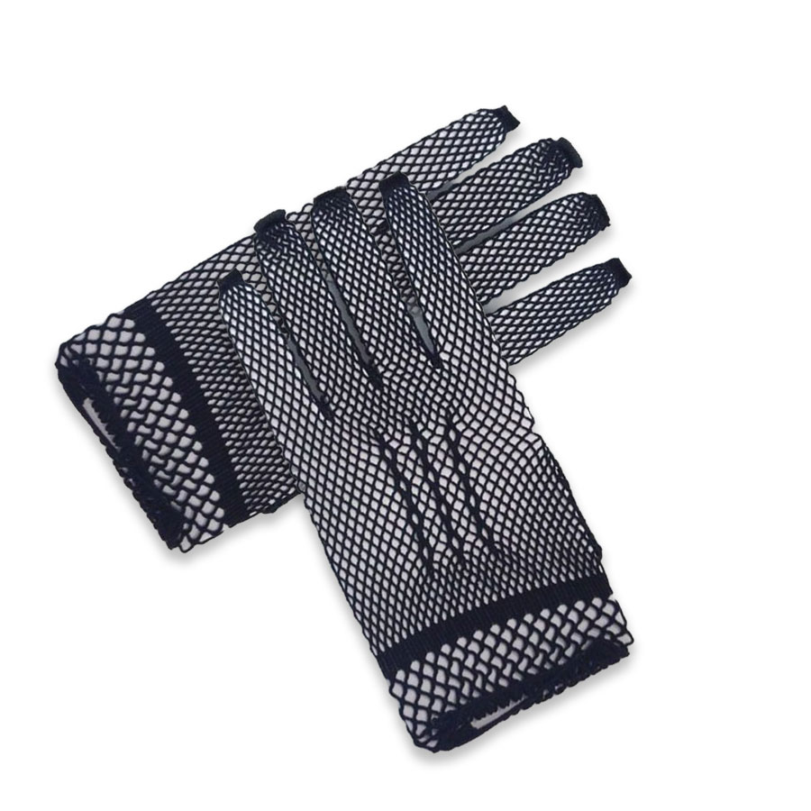 guantes cortos de rejilla negros