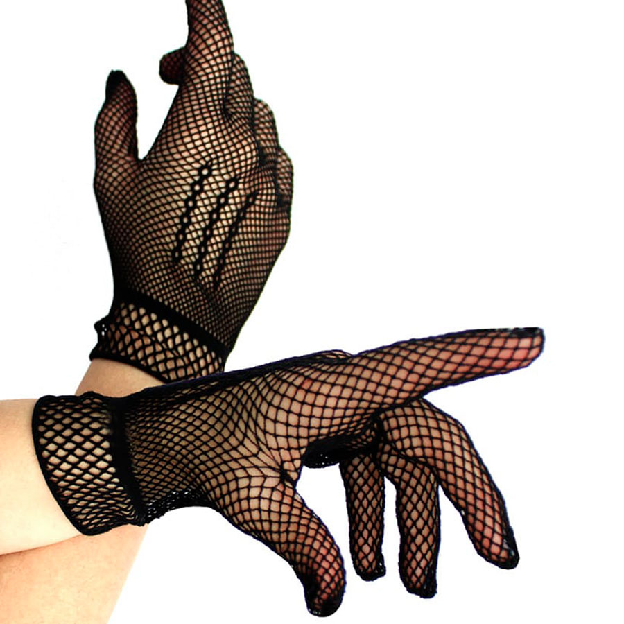 guantes negros elásticos de red