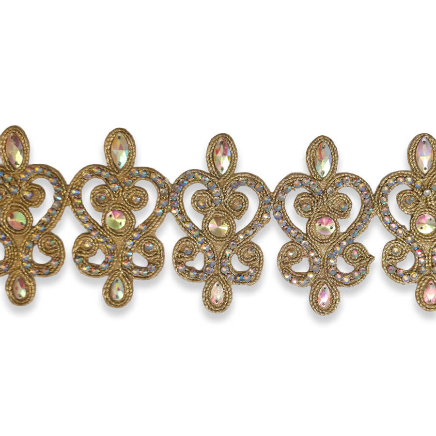 Galón oro con pedrería irisada de 8,5 cm