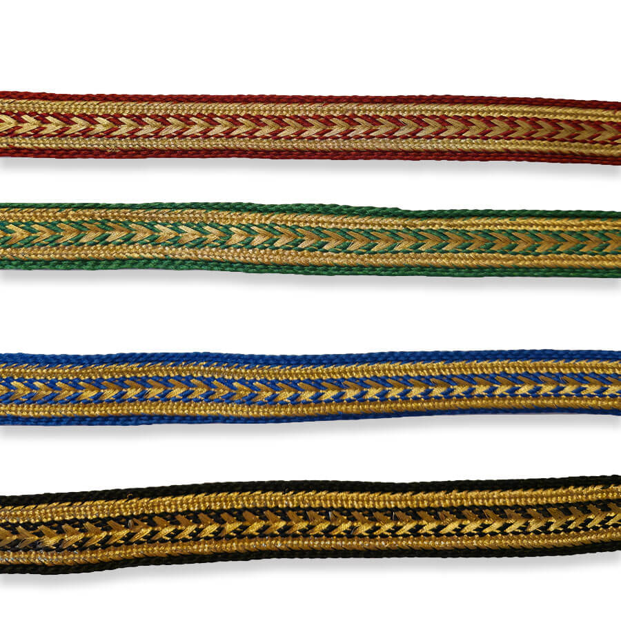 Pasamanería chevrón negro y oro
