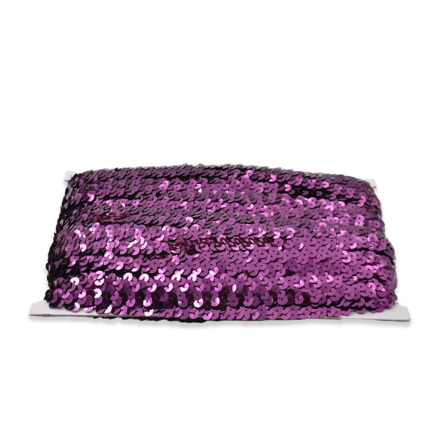 Goma decorativa con lentejuelas color morado