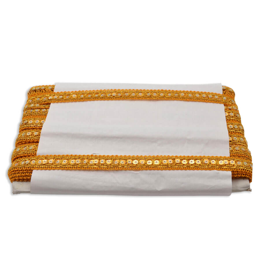 Galón ornamental con pailletes holográficos naranja