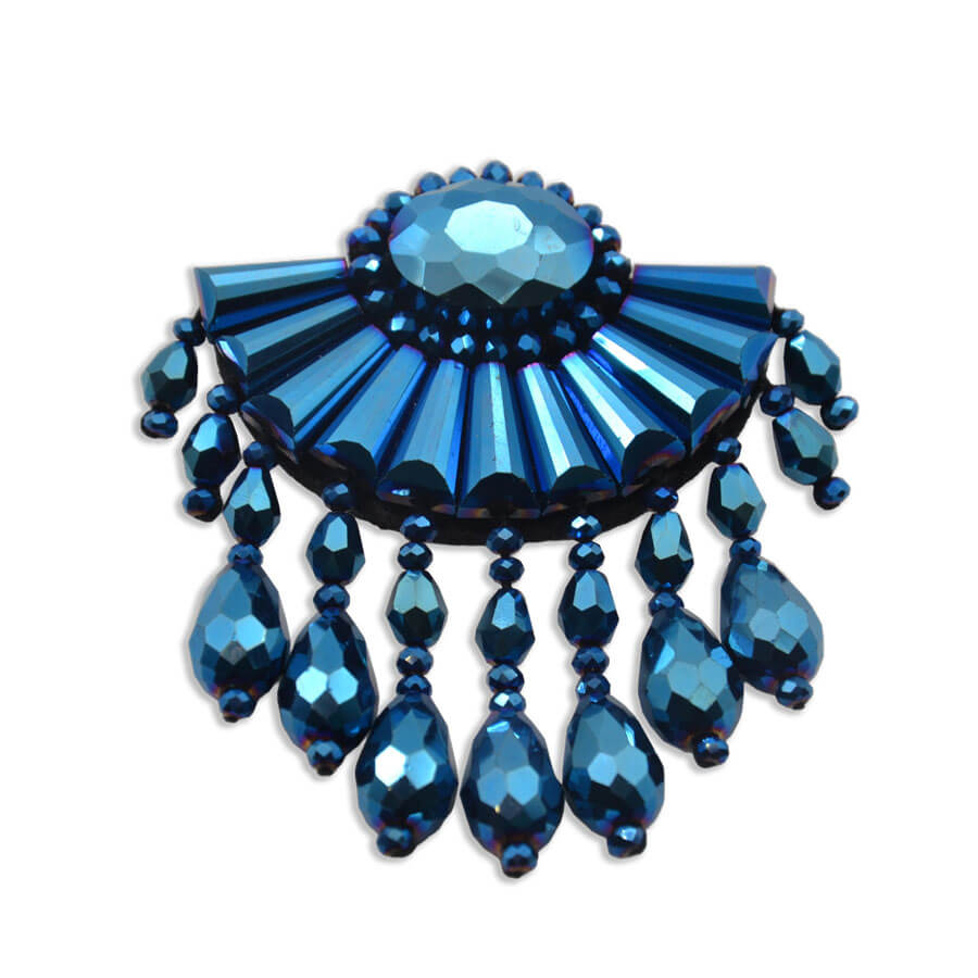 Aplique decorativo azul con pedrería