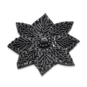 Aplique flor bordada negra con pedrería de 9 cm Ref. 356.11551