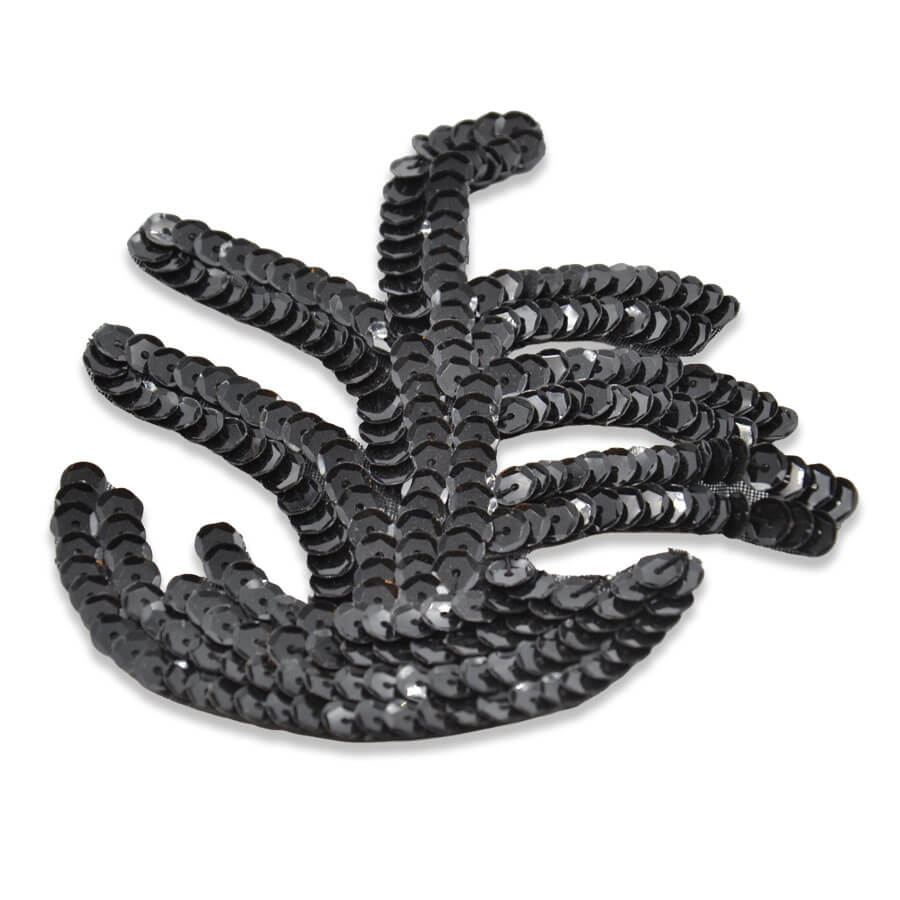 Aplique decorativo negro con lentejuelas