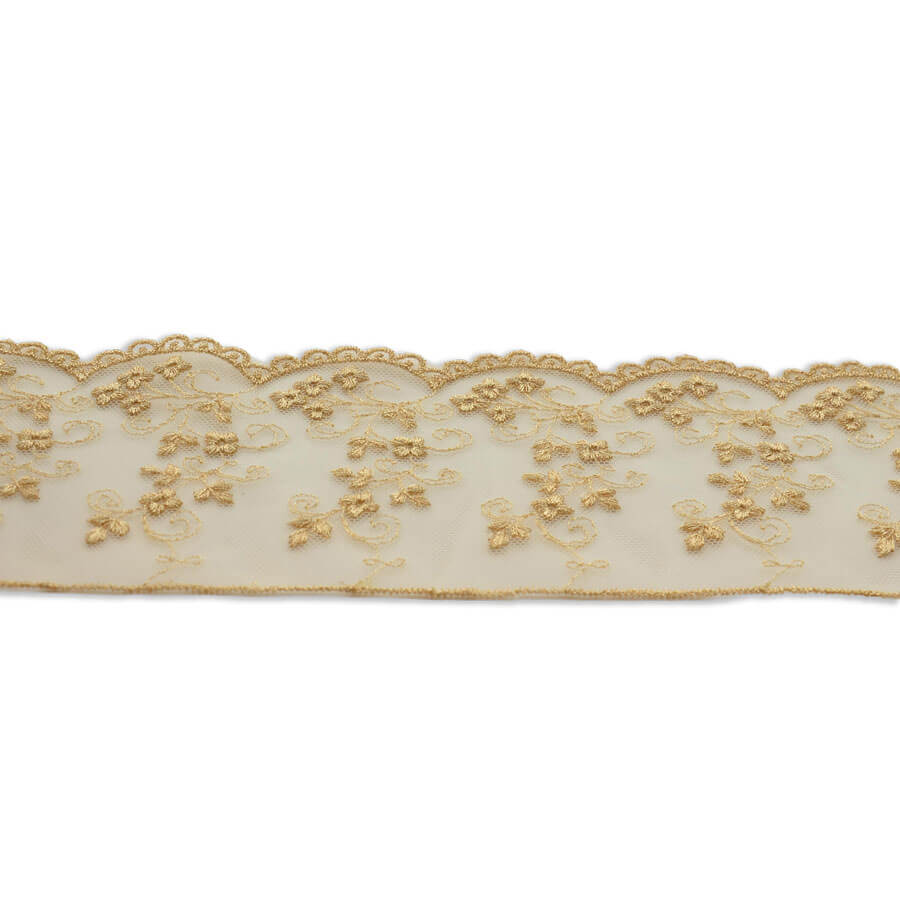 Puntilla Bordada Tul Metalizada 8cm (pieza 14m) - Plata y Oro - Imagen 4