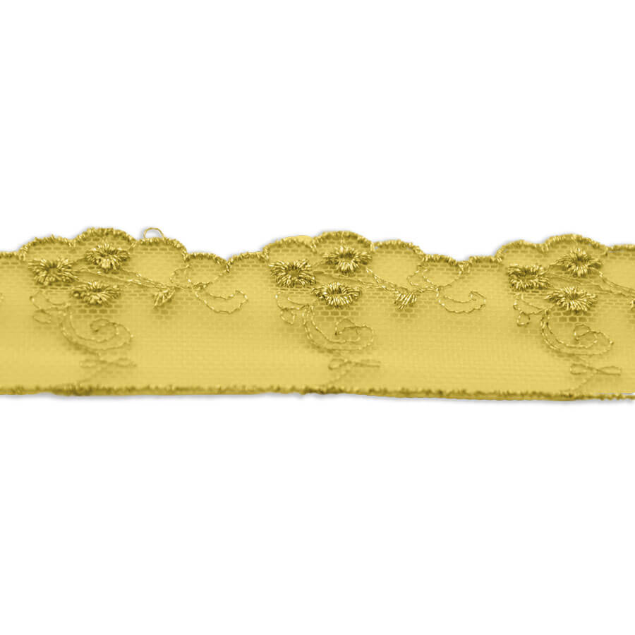 Puntilla bordada sobre tul color oro referencia 357.3886.103