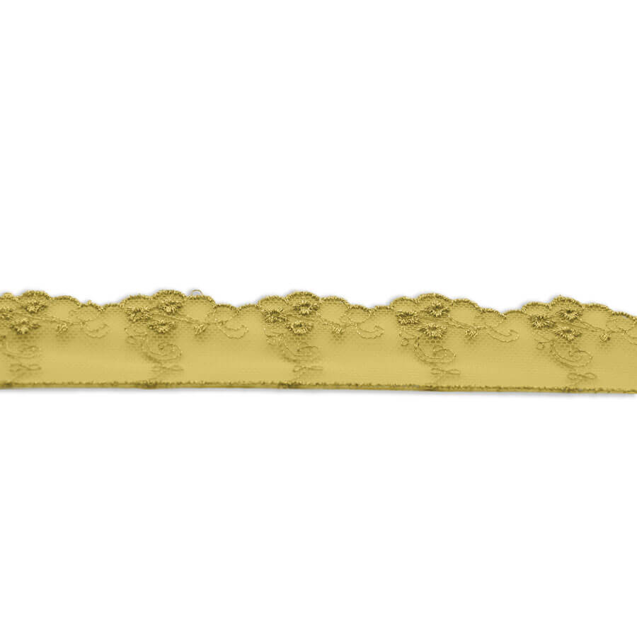 Encaje floral metalizado oro de 2 cm