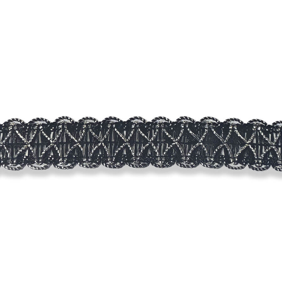 Galón ornamental negro con detalles plata