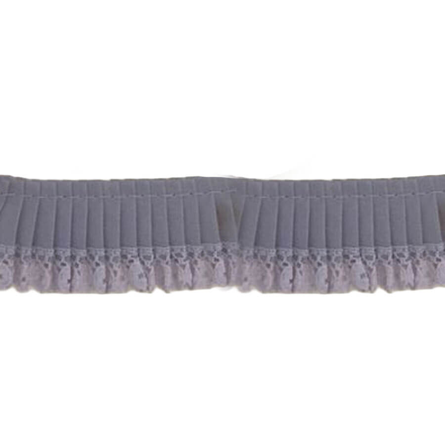 Cinta plisada de algodón gris con detalle decorativo