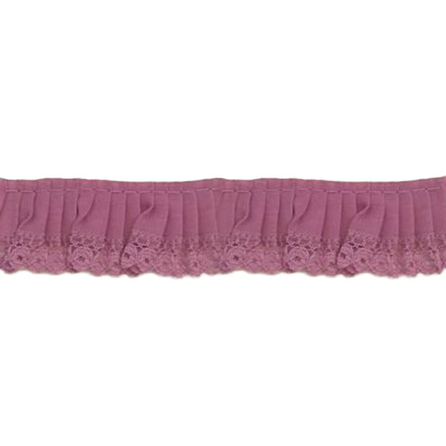 Cinta plisada de algodón color malva para prendas y complementos