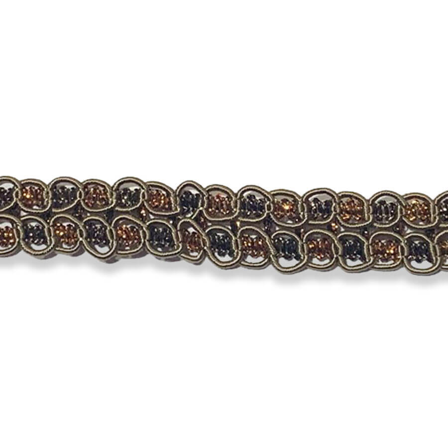Galón decorativo rayón lurex bronce para vestuario